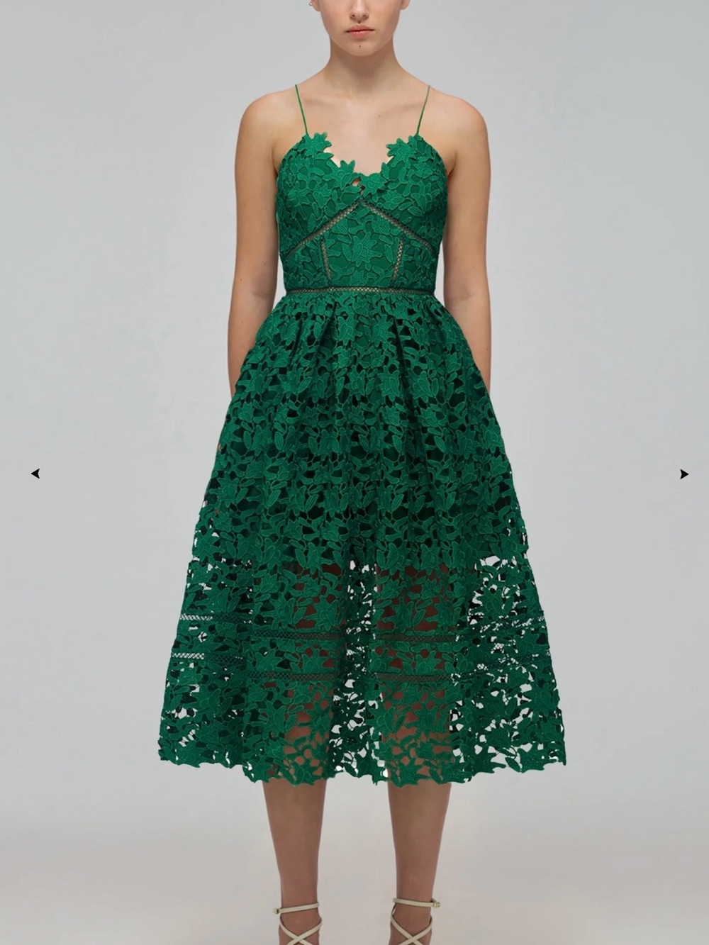 Self-Portrait Azaelea Emerald Green Lace Midi Dress